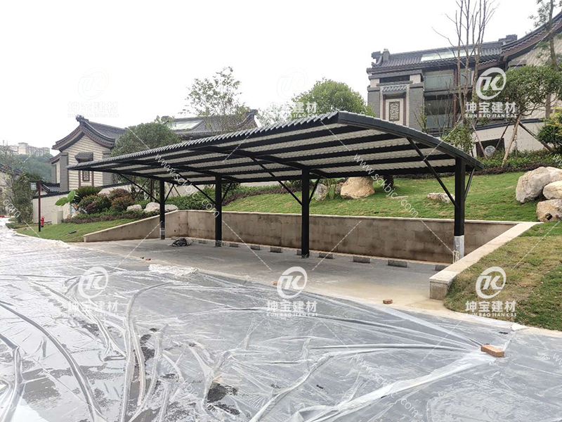 綿陽(yáng)別墅車棚_合成樹(shù)脂瓦安裝圖片大全效果圖